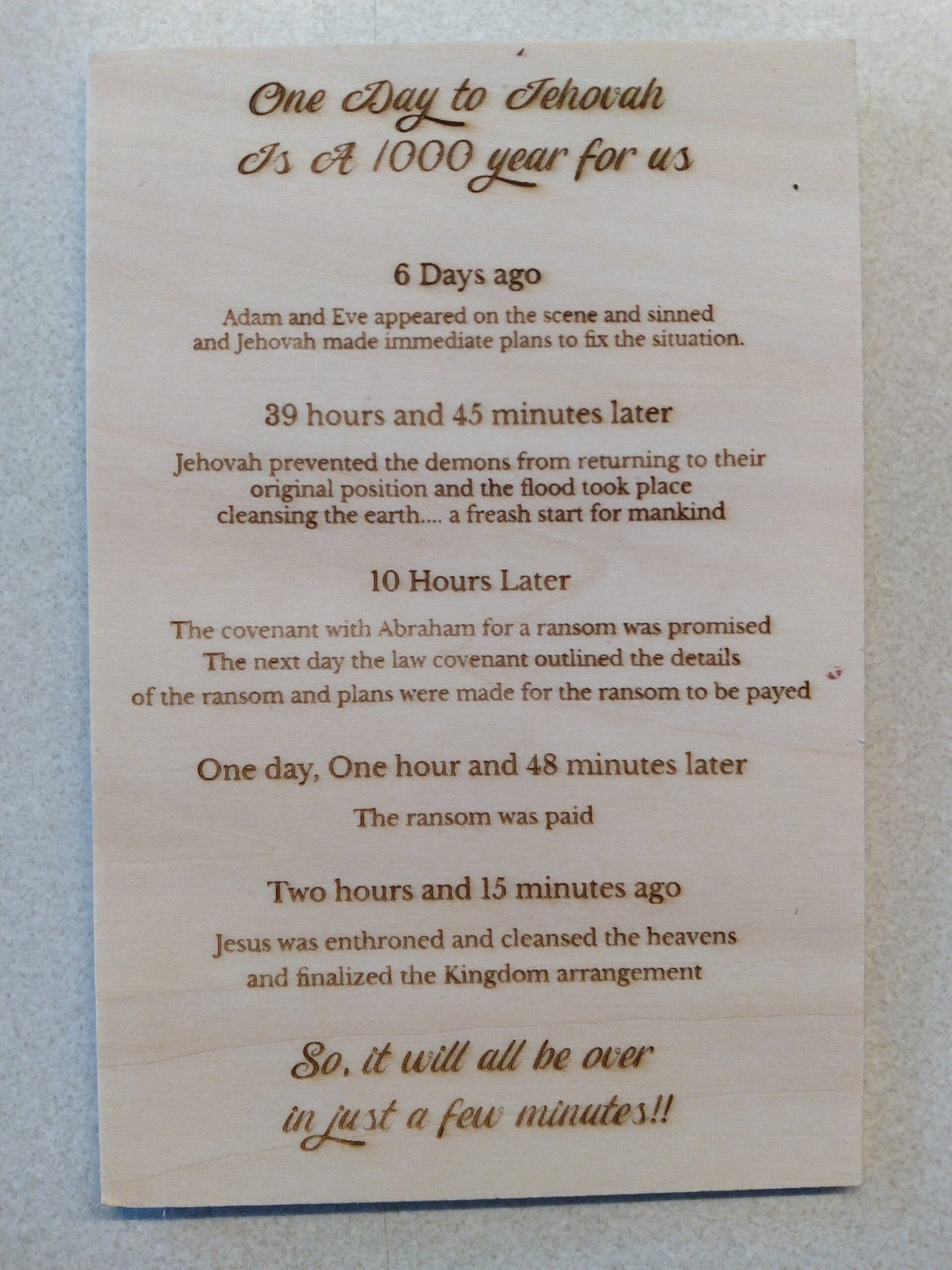 One Day To Jehovah (2 Peter 3:8)
